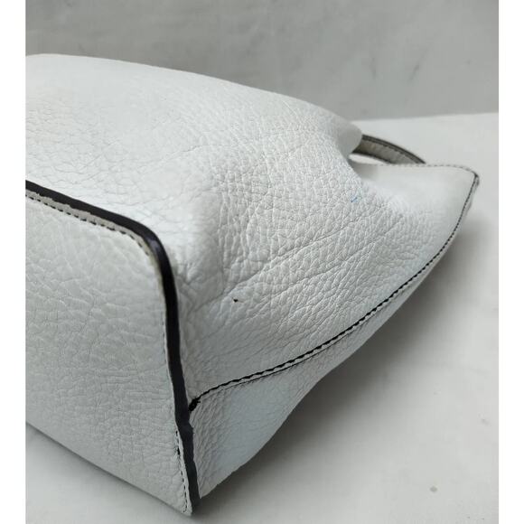Talbot's White Leather Double Handle Tote Shoulder Bag - Picture 8 of 16